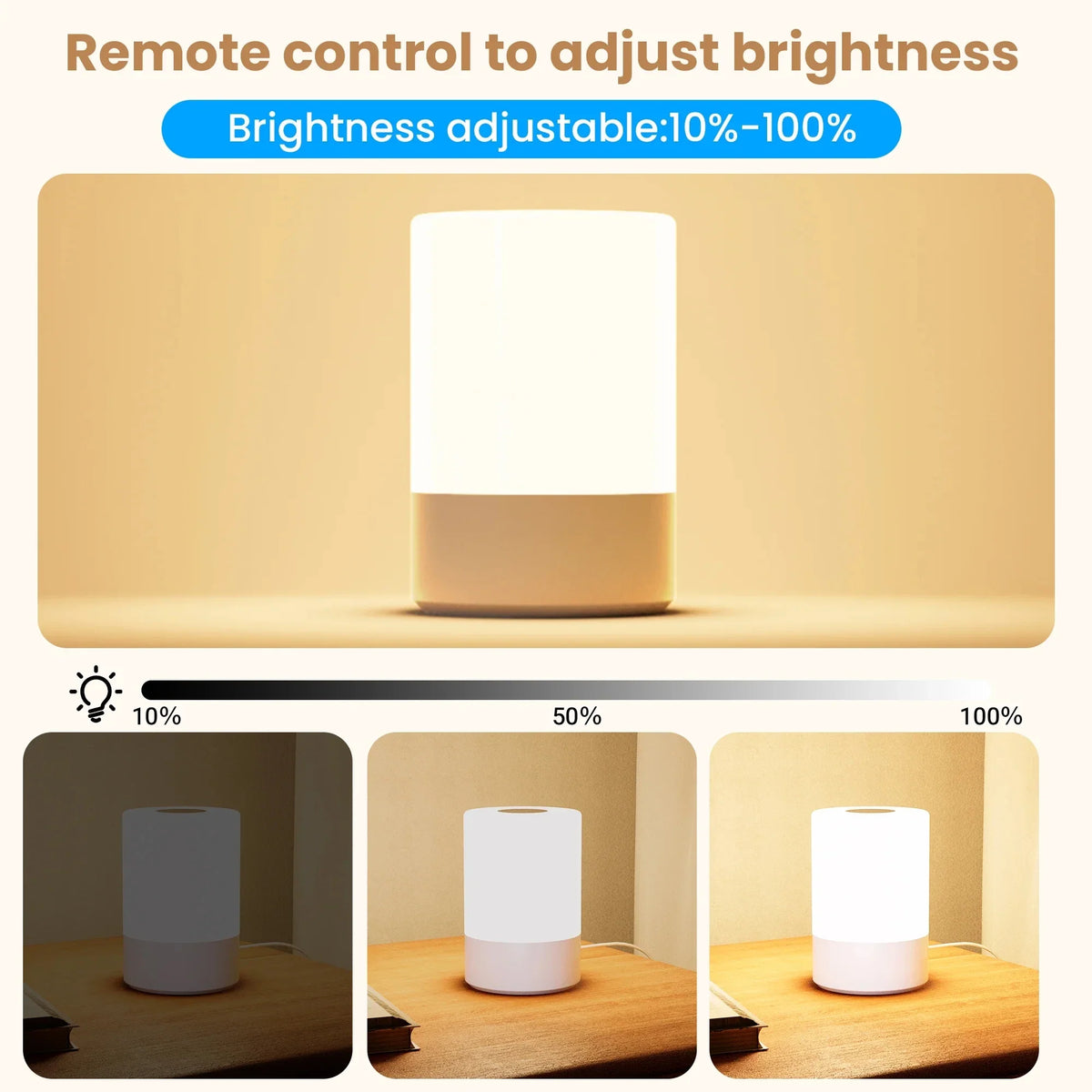 RGB Touch Control Bedside Night Light, Remote Operation, Dimmable LED Atmosphere Lamp, 5V USB Power, PVC Candle Shape - product view 4