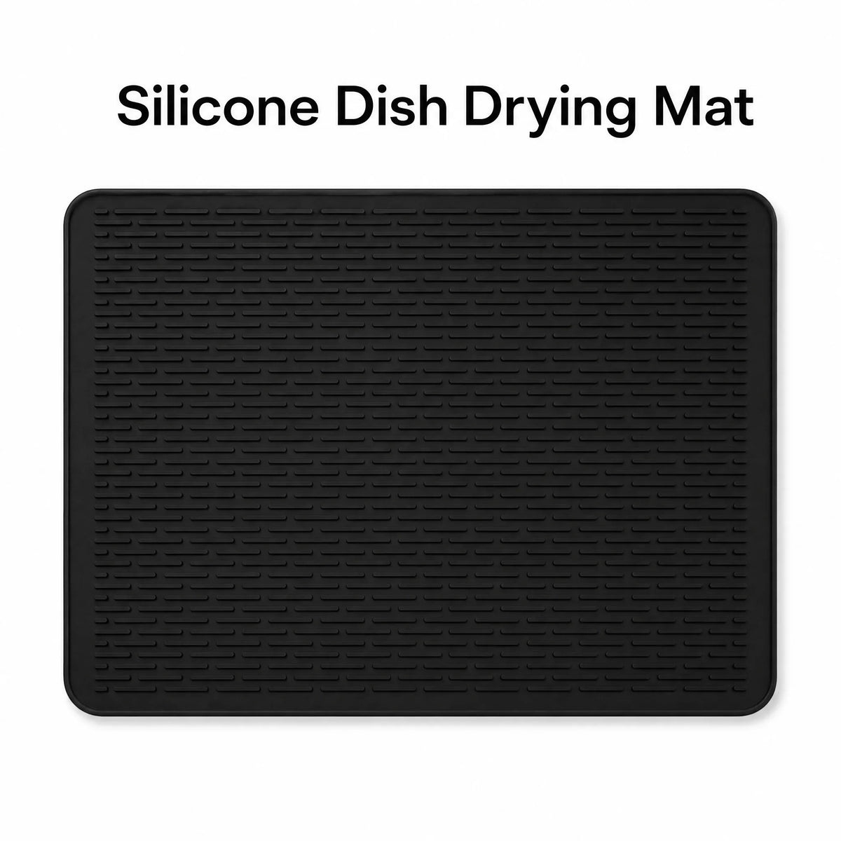 Silicone Dish Drying Mat, Non-Slip Heat-Resistant Drainage Pad, XL Black Countertop and Sink Protector - product view 2
