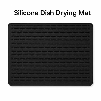 Silicone Dish Drying Mat, Non-Slip Heat-Resistant Drainage Pad, XL Black Countertop and Sink Protector - product view 2