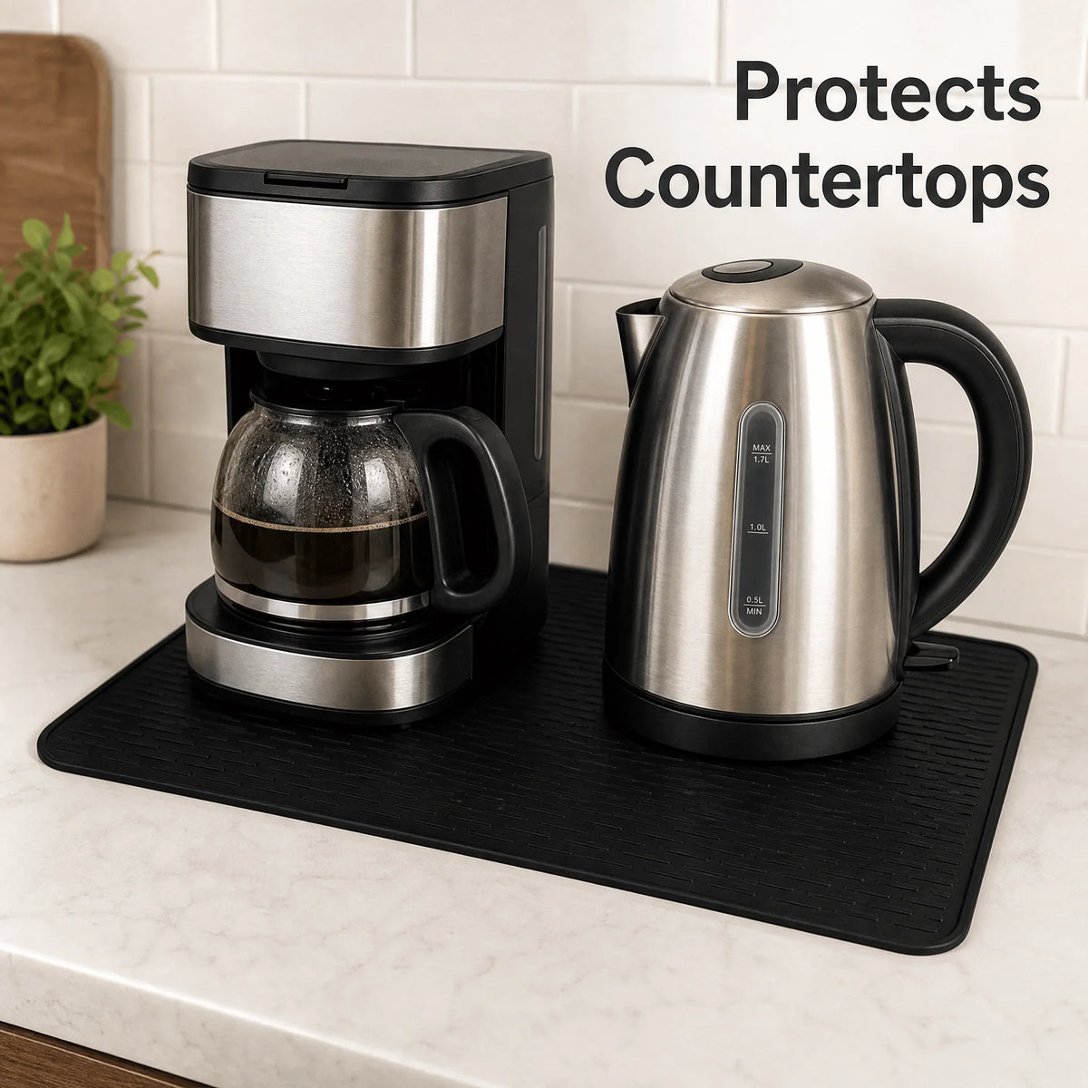 Silicone Dish Drying Mat, Non-Slip Heat-Resistant Drainage Pad, XL Black Countertop and Sink Protector - product view 5