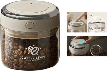 Glass Coffee Canister, Airtight Bean Storage Container with Freshness Tracker and CO2 Valve, 500 mL to 1700 mL Options - product view 1