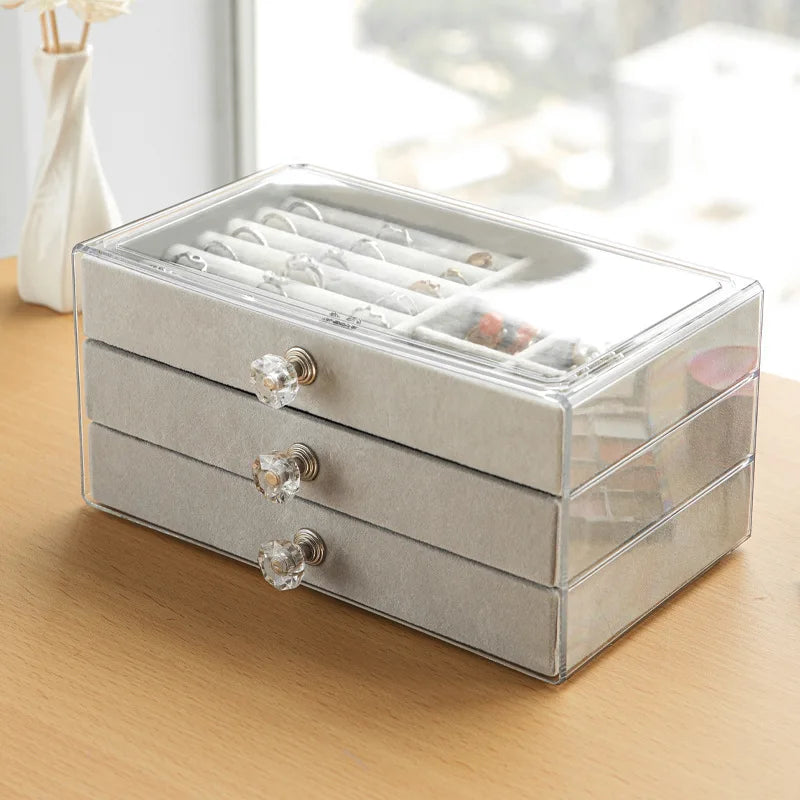 Square Jewelry Storage Box, Desk-Top Organizer with Drawers for Jewelry Display and Everyday Accessory Storage - product view 2