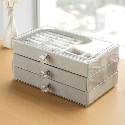 Square Jewelry Storage Box, Desk-Top Organizer with Drawers for Jewelry Display and Everyday Accessory Storage - product view 2