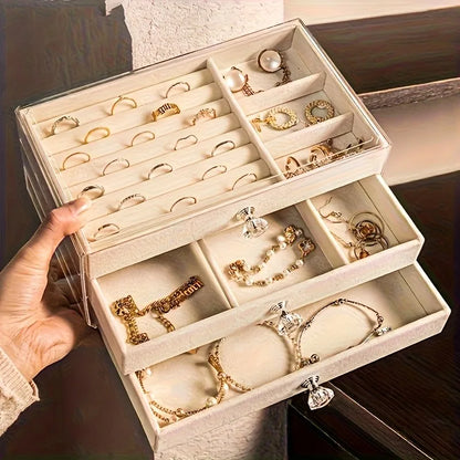 Square Jewelry Storage Box, Desk-Top Organizer with Drawers for Jewelry Display and Everyday Accessory Storage - product view 4