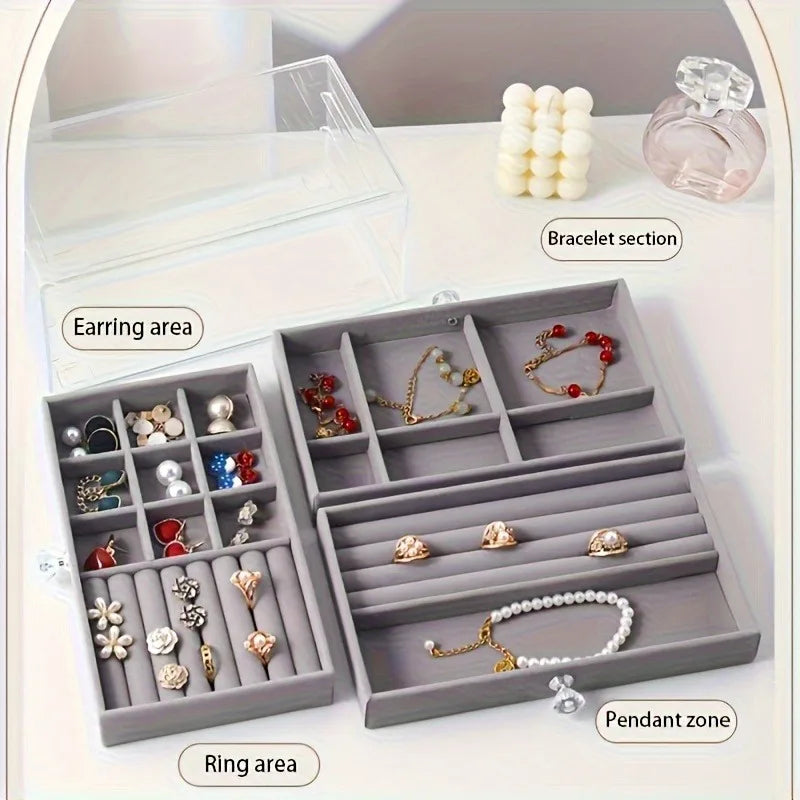 Square Jewelry Storage Box, Desk-Top Organizer with Drawers for Jewelry Display and Everyday Accessory Storage - product view 5