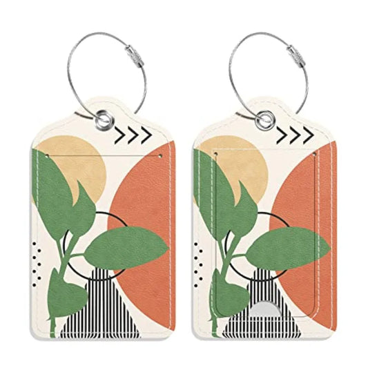 PU Leather Luggage Tag for Suitcases, Privacy Flap, Name ID Label and Metal Loop, Modern Abstract Art - product view 1