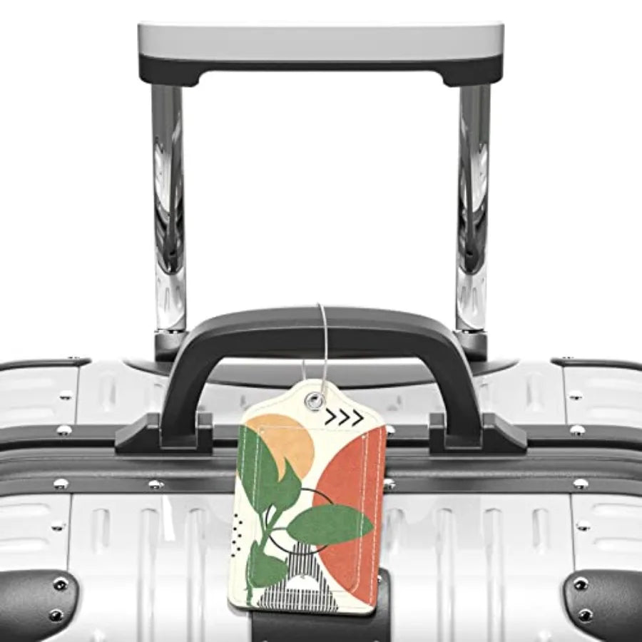 PU Leather Luggage Tag for Suitcases, Privacy Flap, Name ID Label and Metal Loop, Modern Abstract Art - product view 5