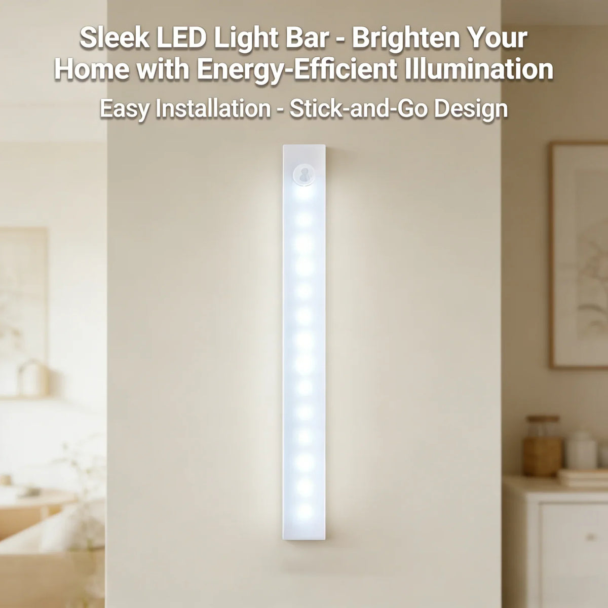 20 cm Motion Sensor Under Cabinet Light, Wireless Rechargeable LED, 3W Cold White, Self-Contained Kitchen and Wardrobe Lamp - product view 1