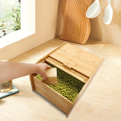 Bamboo Rice Storage Container, 15kg Capacity, Airtight Grain Bin with Pull-Out Door and Rice Cup - product view 4