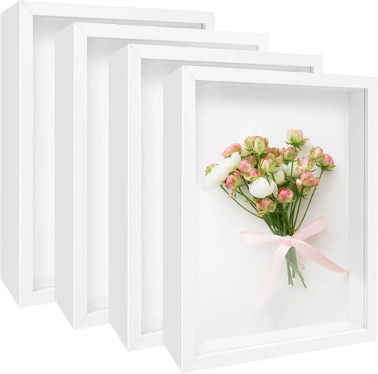8×10 Shadow Box Frame Set, 4-Pack Deep 3D Display with Acrylic Front, Wall Mount and Tabletop Stand - product view 1