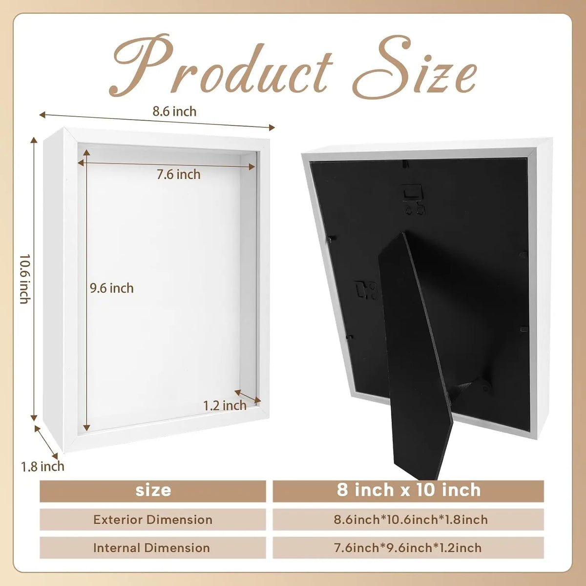 8×10 Shadow Box Frame Set, 4-Pack Deep 3D Display with Acrylic Front, Wall Mount and Tabletop Stand - product view 2