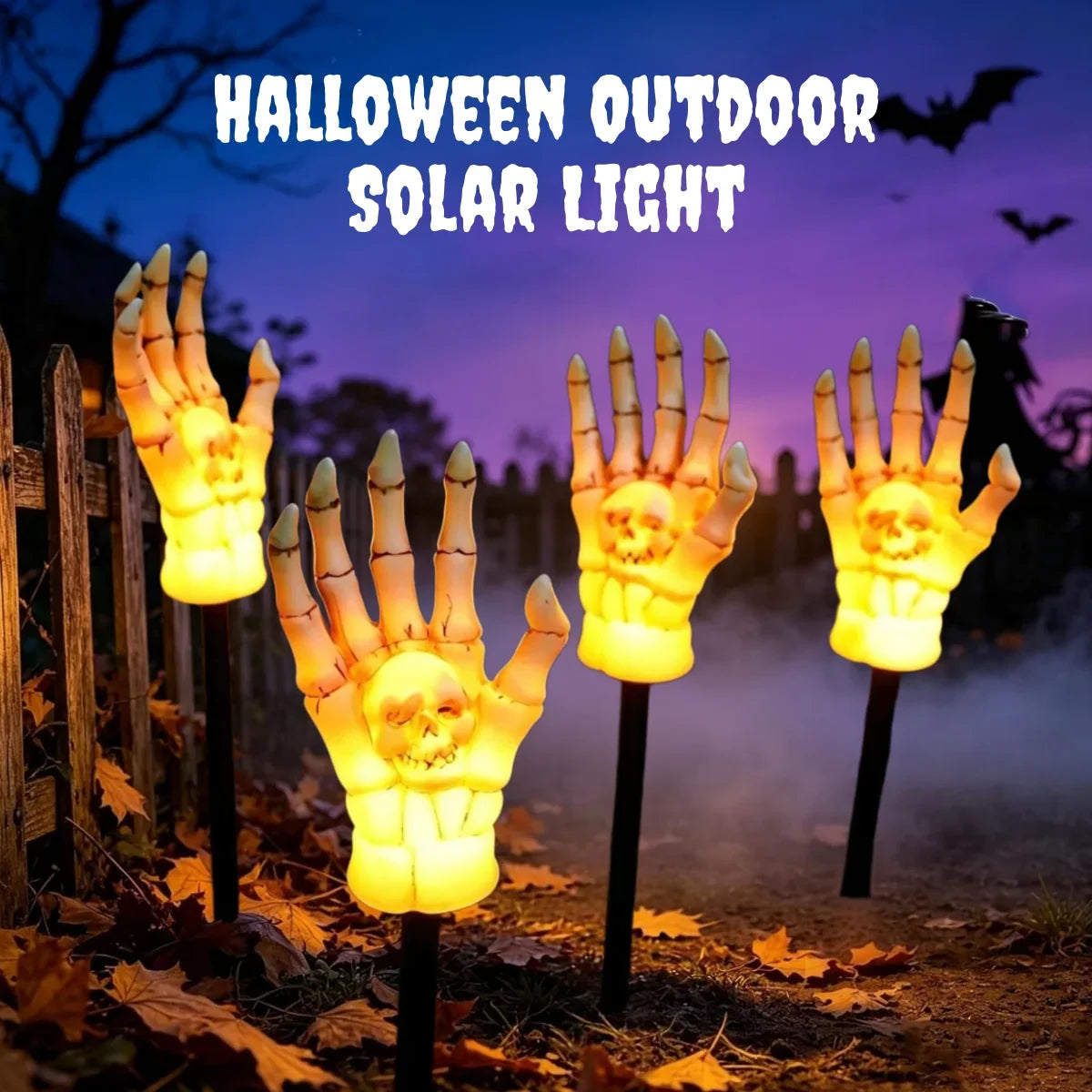 Halloween Solar Lantern Yard Stake, Iron Witch, Grim Reaper or Skeleton Hands Outdoor Garden Patio Decoration, 3–6V - product view 6