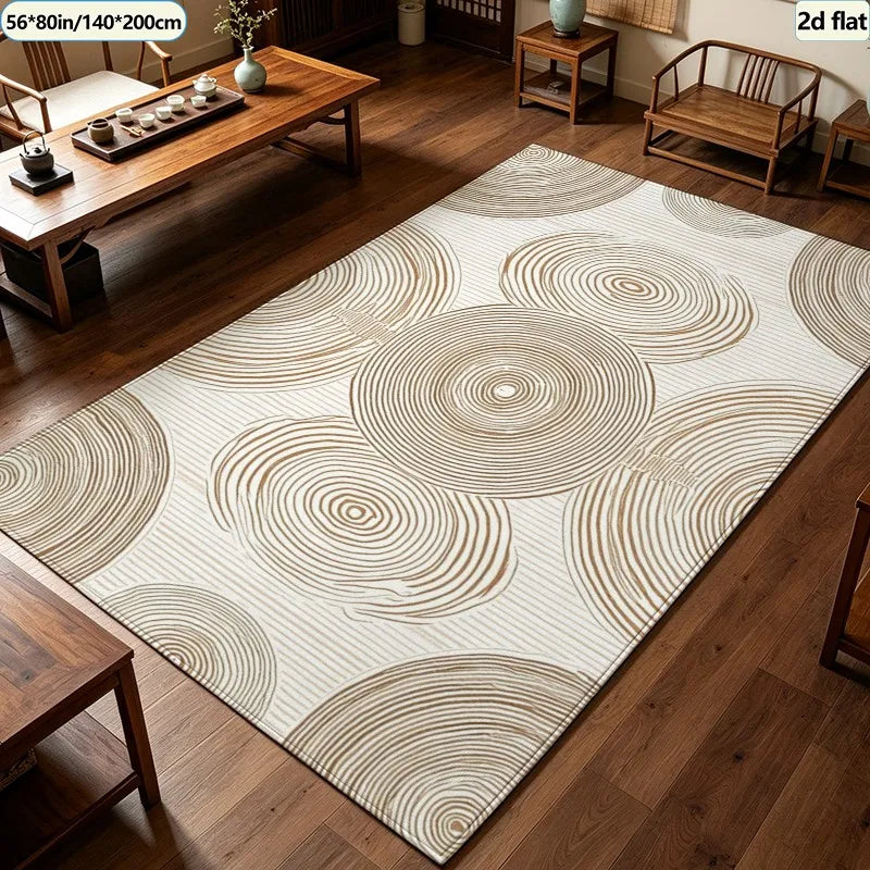 Boho Striped Area Rug, Classic Machine-Made Polyester Carpet with Rubber Backing, Six Sizes for Living Room Décor - product view 1