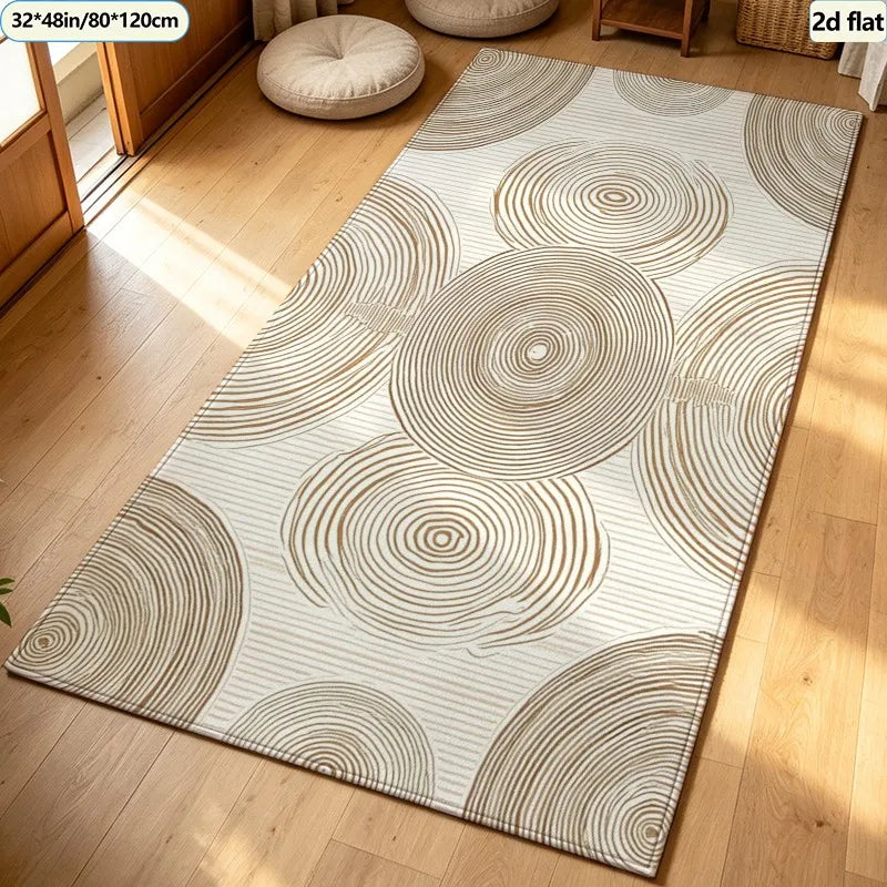 Boho Striped Area Rug, Classic Machine-Made Polyester Carpet with Rubber Backing, Six Sizes for Living Room Décor - product view 3