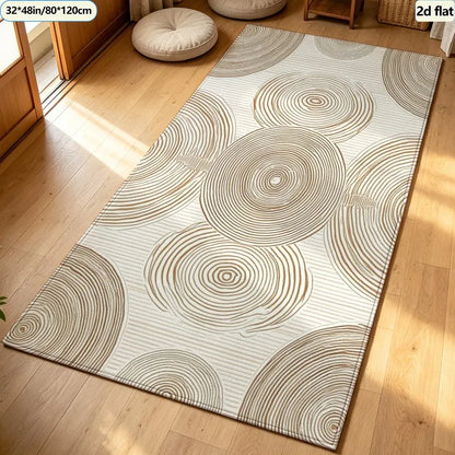 Boho Striped Area Rug, Classic Machine-Made Polyester Carpet with Rubber Backing, Six Sizes for Living Room Décor - product view 3