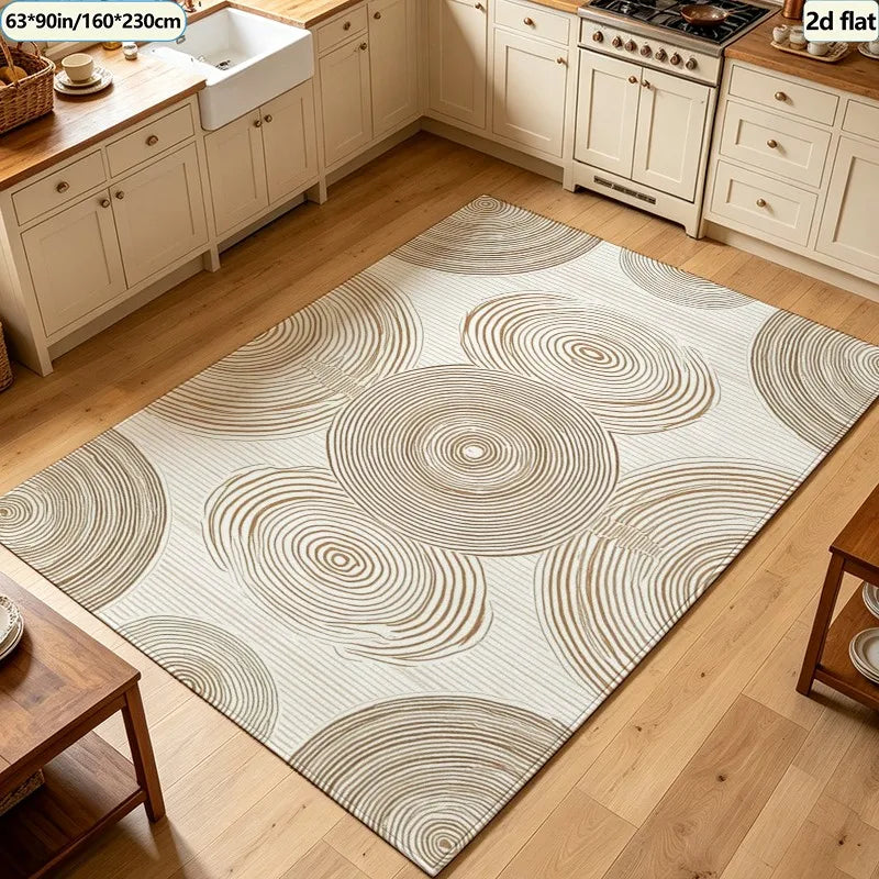 Boho Striped Area Rug, Classic Machine-Made Polyester Carpet with Rubber Backing, Six Sizes for Living Room Décor - product view 4