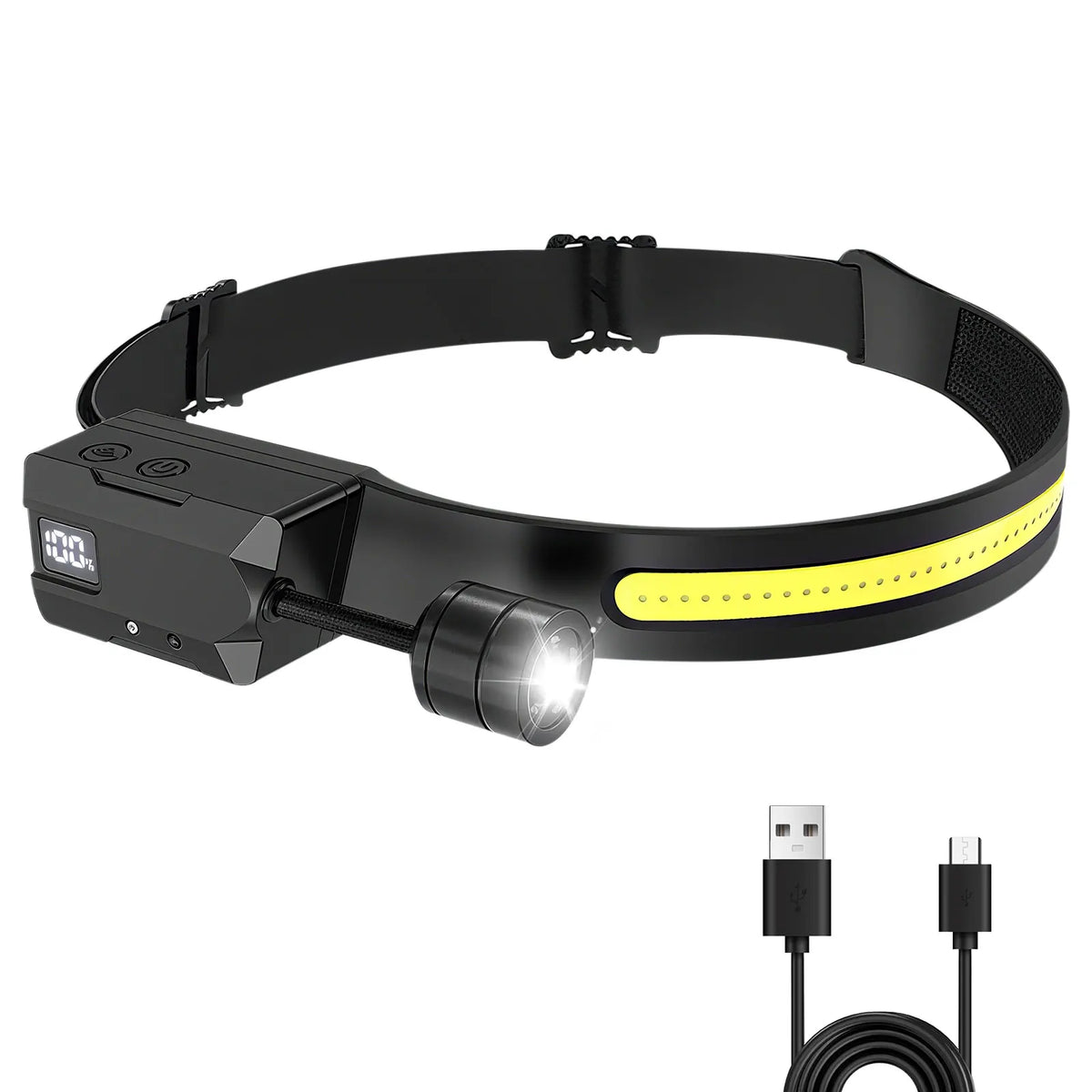 2-Pack Rechargeable LED Headlamps, Lithium-Ion Battery, 180° Beam, Motion Sensor and 8 Modes for Outdoor Use - product view 1