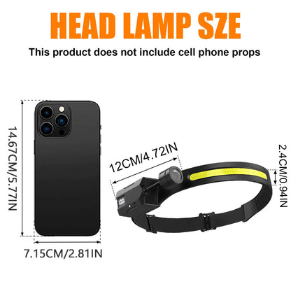 2-Pack Rechargeable LED Headlamps, Lithium-Ion Battery, 180° Beam, Motion Sensor and 8 Modes for Outdoor Use - product view 4