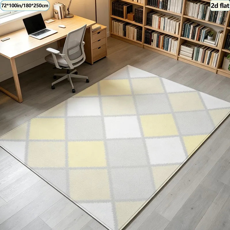 Kids Rug, Soft Pastel Harlequin Diamond Geometric Checkered Design, Rubber Backing, Polyester Floor Mat for Bedroom - product view 5