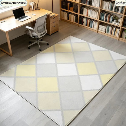 Kids Rug, Soft Pastel Harlequin Diamond Geometric Checkered Design, Rubber Backing, Polyester Floor Mat for Bedroom - product view 5