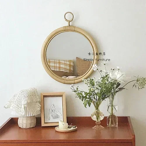 Round Mirror, Glass Wall Décor Accent for Bathroom, Entryway or Dressing Table, Assembly Required, 35 cm or 60 cm - product view 1