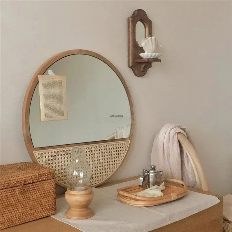 Round Mirror, Glass Wall Décor Accent for Bathroom, Entryway or Dressing Table, Assembly Required, 35 cm or 60 cm - product view 4