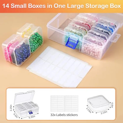 Clear Bead Organizer Storage Box, 15-Piece Transparent Container Set for Beads, Craft Supplies and Small Accessories - product view 3