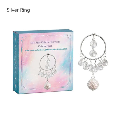 DIY Crescent Moon Dream Catcher Suncatcher Kit, Crystal and Alloy Hanging Window Décor with Rainbow Light Reflection - product view 1