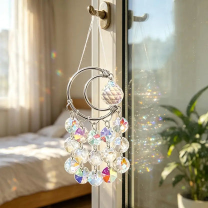 DIY Crescent Moon Dream Catcher Suncatcher Kit, Crystal and Alloy Hanging Window Décor with Rainbow Light Reflection - product view 6