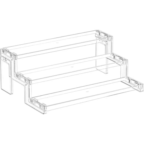 12-Inch Clear Spice Rack and Perfume Stand, Waterproof Bamboo Organizer with Plastic Frame for Bathroom Countertops - product view 1