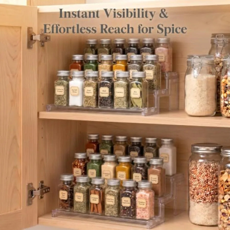 12-Inch Clear Spice Rack and Perfume Stand, Waterproof Bamboo Organizer with Plastic Frame for Bathroom Countertops - product view 2