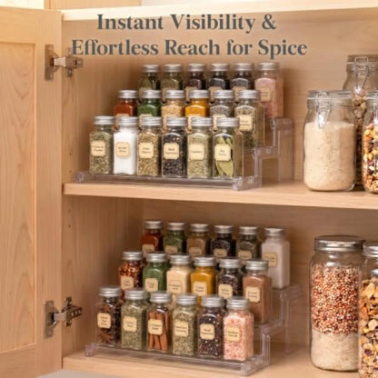 12-Inch Clear Spice Rack and Perfume Stand, Waterproof Bamboo Organizer with Plastic Frame for Bathroom Countertops - product view 2