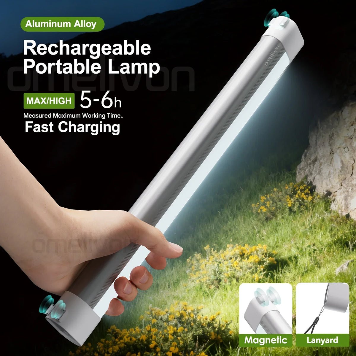 Rechargeable LED Lantern, Magnetic Attachment, Hand Strap, Lithium-Ion Battery, Portable Light for Camping and Emergencies - product view 1