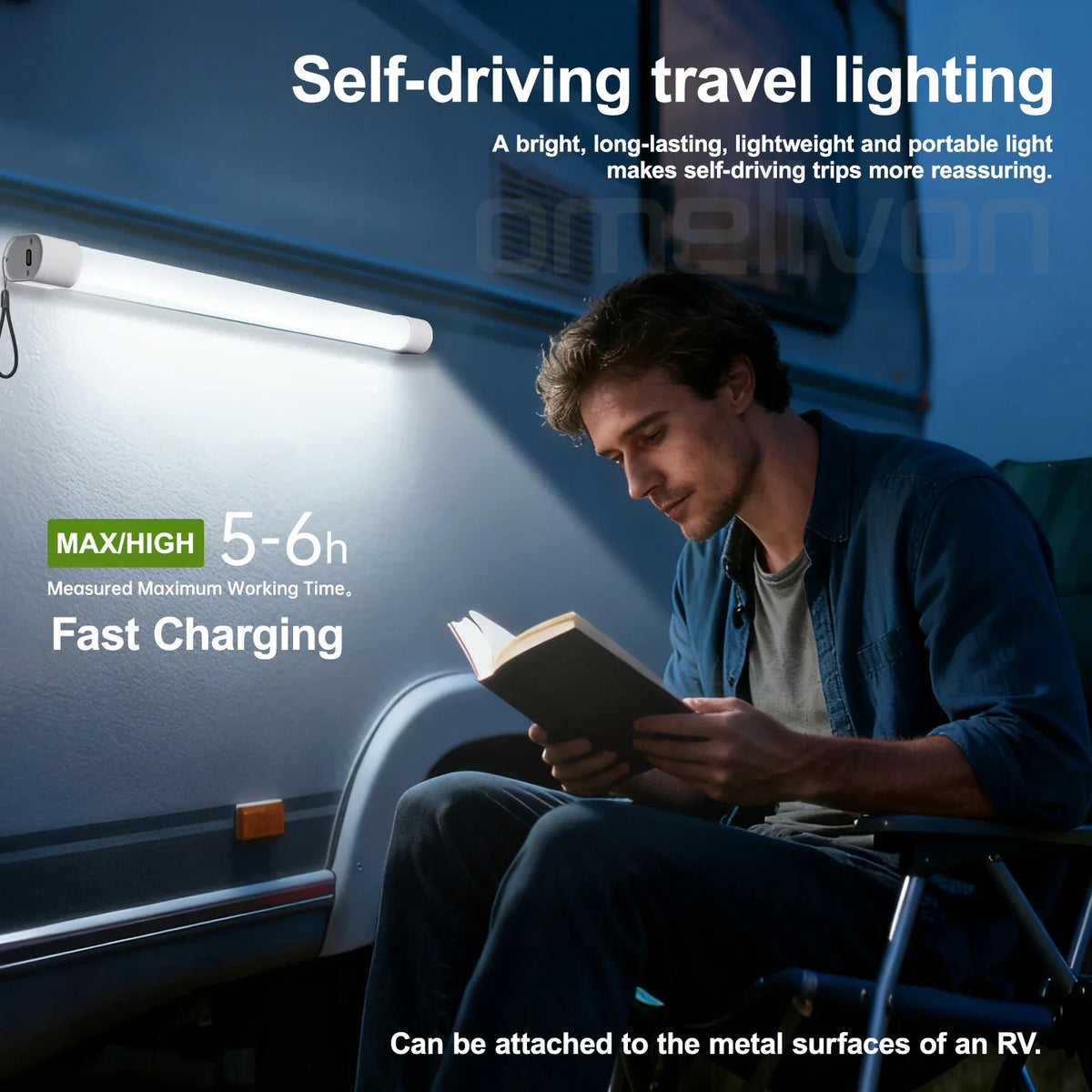 Rechargeable LED Lantern, Magnetic Attachment, Hand Strap, Lithium-Ion Battery, Portable Light for Camping and Emergencies - product view 2
