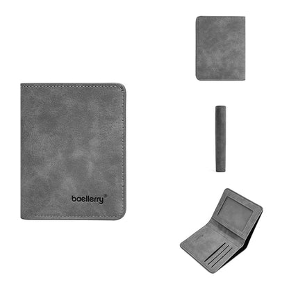 Short Slim Travel Wallet, Solid Casual Card Holder for Everyday Carry, Four Color Options: Black, Blue, Brown or Gray - product view 4