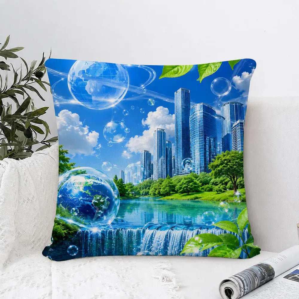 Frutiger Aero Printed Sofa Cushion Cover, 100% Polyester Double-Sided Print in Six Sizes for Bed and Home Décor - product view 4