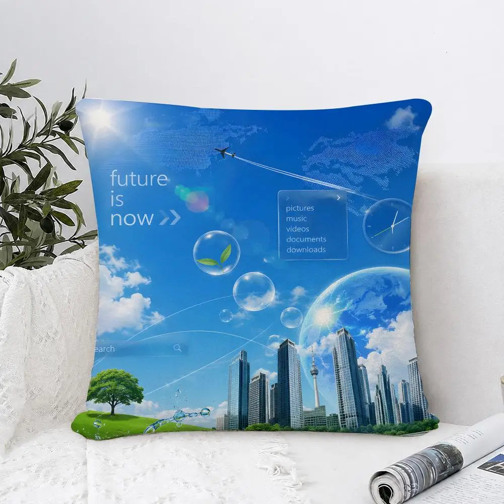 Frutiger Aero Printed Sofa Cushion Cover, 100% Polyester Double-Sided Print in Six Sizes for Bed and Home Décor - product view 5