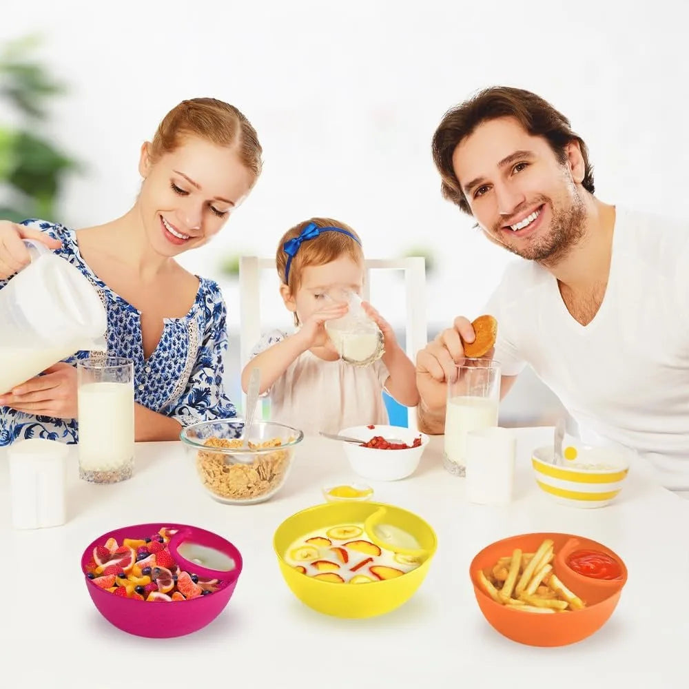 Divided Snack Bowl, 2-Compartment Food-Grade Plastic, BPA-Free, Microwave-Safe and Stackable for Parties and Picnics - product view 6