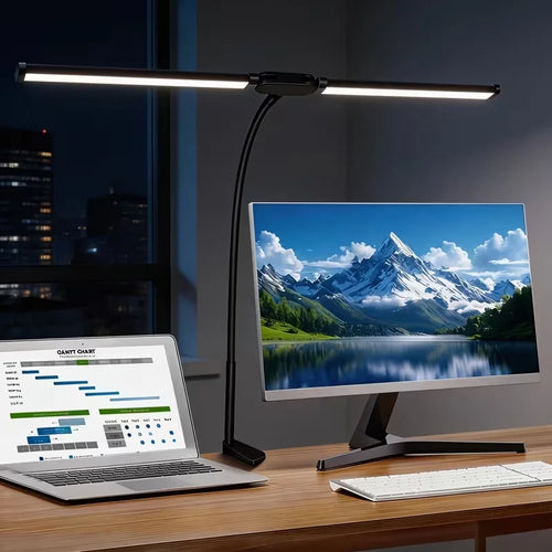 LED Clamp Desk Lamp, 360° Flexible Gooseneck, Stepless Dimming, 3000K-6000K, 5V USB Power for Home Office - product view 1
