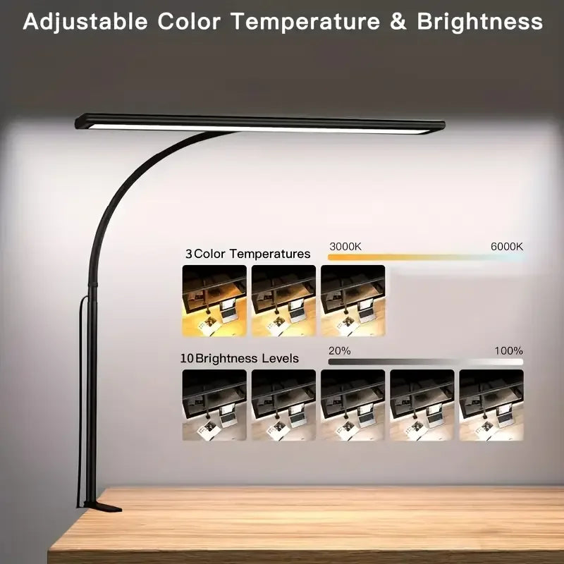 LED Clamp Desk Lamp, 360° Flexible Gooseneck, Stepless Dimming, 3000K-6000K, 5V USB Power for Home Office - product view 6