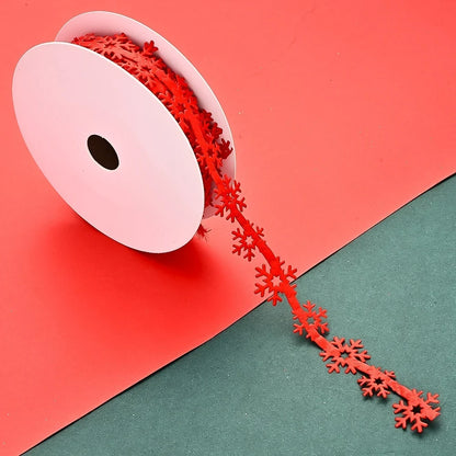 Snowflake Lace Trim Ribbon, 10-Yard Polyester Holiday Craft Supply, Hollow Decorative Edging in Red, Gold, White or Silver - product view 2