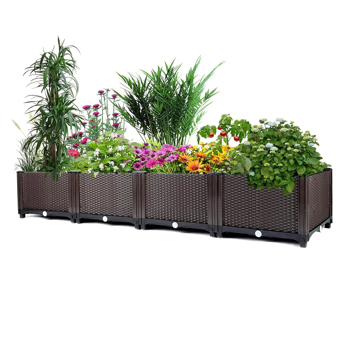 Self-Watering Raised Garden Bed, 160 × 40 cm Plastic Planter Box with 20 cm Root Zone and Drainage Control - product view 1
