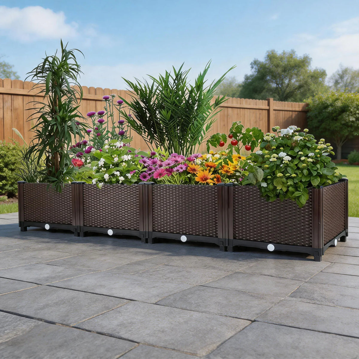 Self-Watering Raised Garden Bed, 160 × 40 cm Plastic Planter Box with 20 cm Root Zone and Drainage Control - product view 2