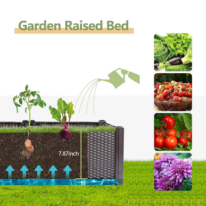 Self-Watering Raised Garden Bed, 160 × 40 cm Plastic Planter Box with 20 cm Root Zone and Drainage Control - product view 4