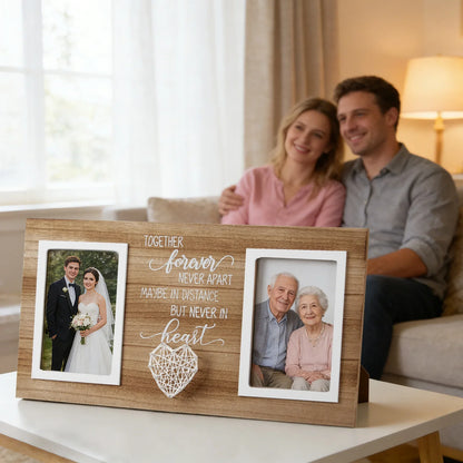 Dual Rectangle Picture Frame, Inspirational Text and Heart Decoration, Tabletop or Wall Display in Light or Dark Brown - product view 5