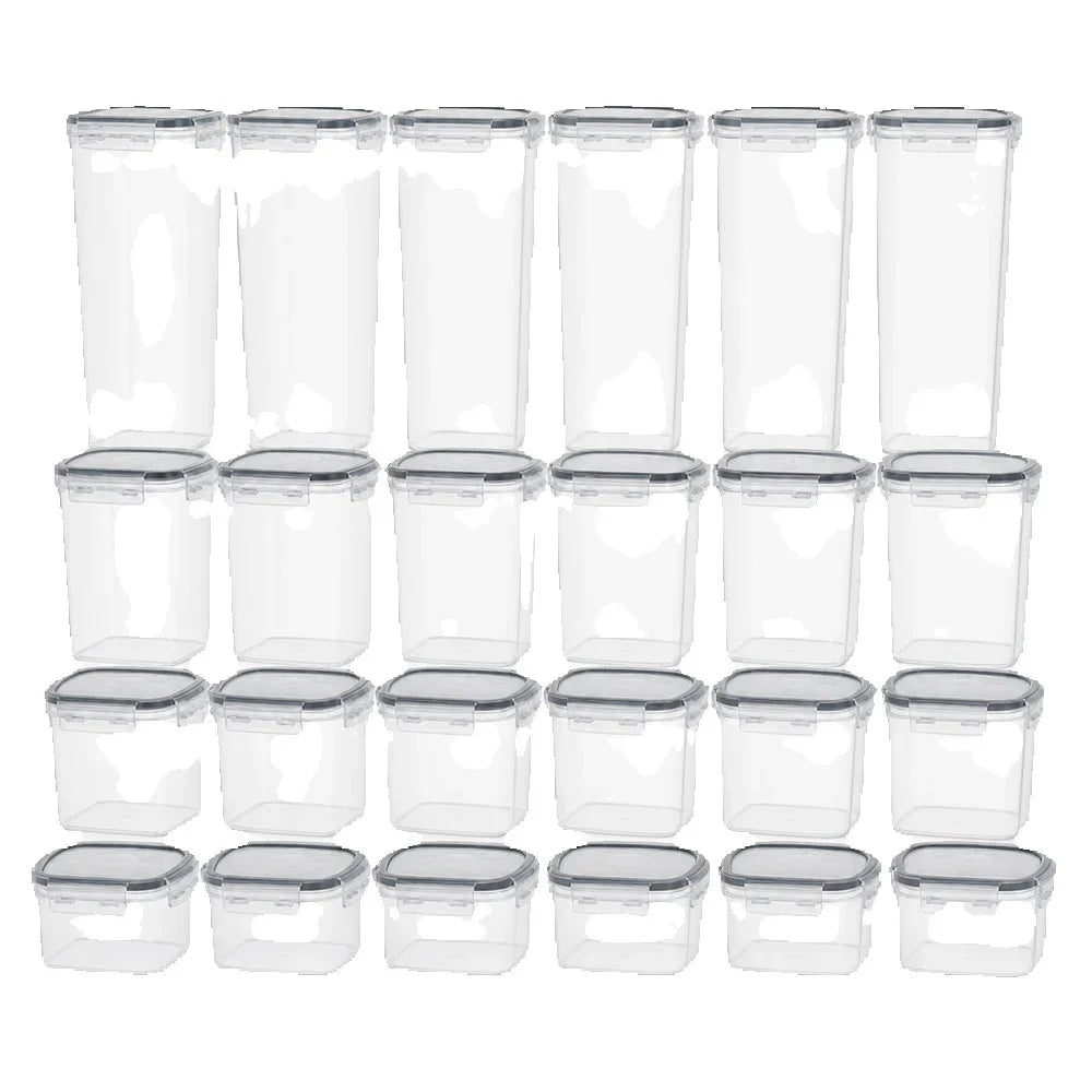 Airtight Cereal Container Set, 24-Piece ABS Pantry Storage Canisters with Lids in 4 Sizes for Flour, Sugar and Pasta - product view 1