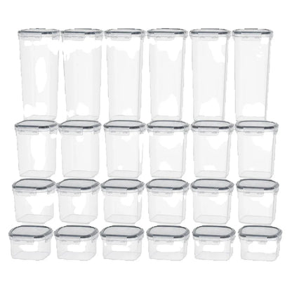 Airtight Cereal Container Set, 24-Piece ABS Pantry Storage Canisters with Lids in 4 Sizes for Flour, Sugar and Pasta - product view 1