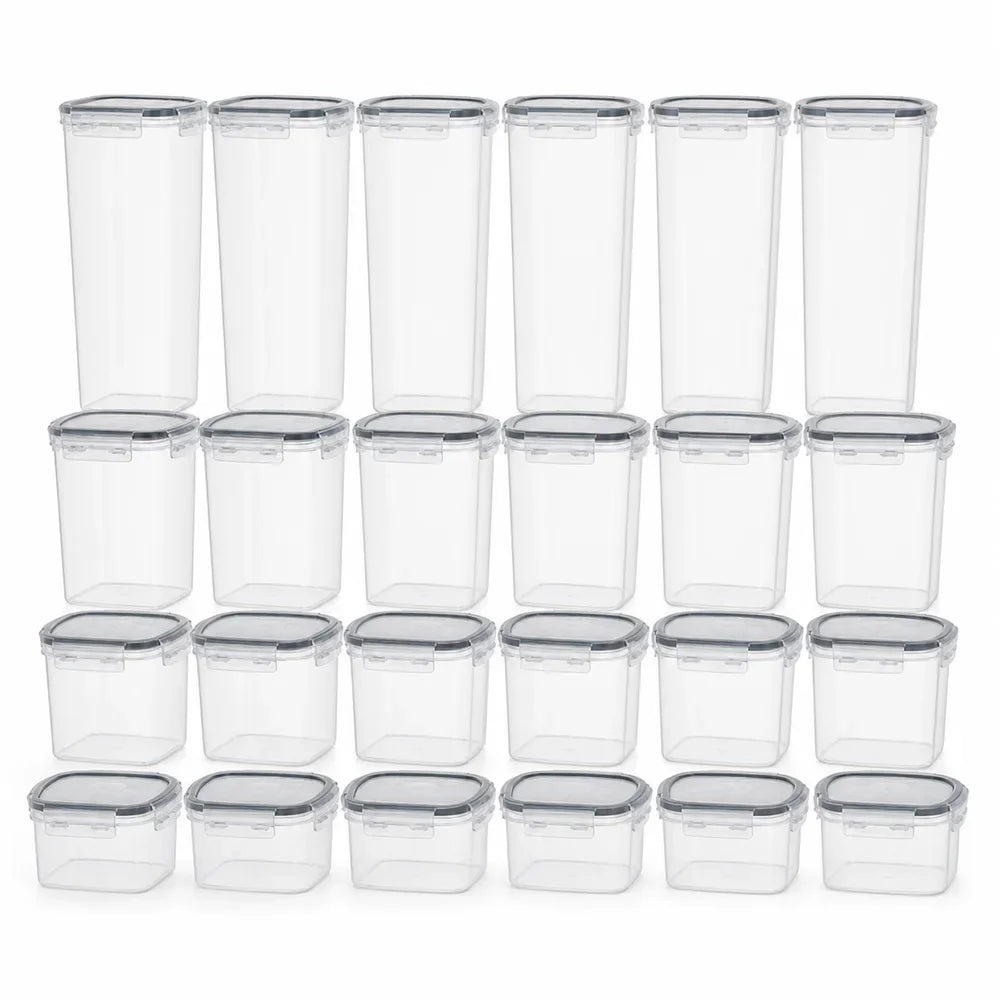 Airtight Cereal Container Set, 24-Piece ABS Pantry Storage Canisters with Lids in 4 Sizes for Flour, Sugar and Pasta - product view 2