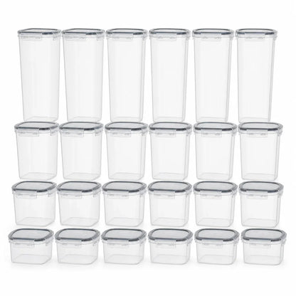 Airtight Cereal Container Set, 24-Piece ABS Pantry Storage Canisters with Lids in 4 Sizes for Flour, Sugar and Pasta - product view 2