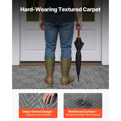 Modern Front Door Mat, 61.5 x 36 in Polyester Floor Carpet with Deep-Groove Pattern and Anti-Slip TPE Backing - product view 4